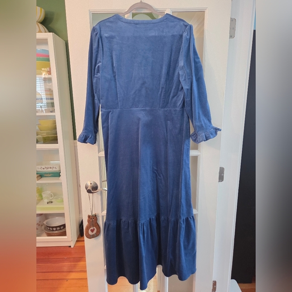 LK Bennett Deborah Ruffle Corduroy Midi Dress - Size 14 - Picture 5 of 9